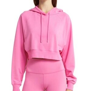 Alo yoga double take cropped hoodie size large paradise pink